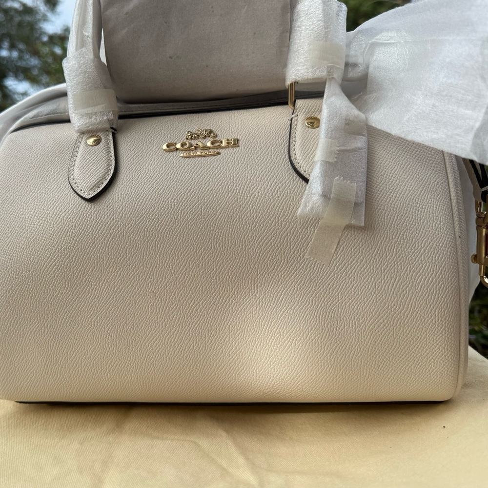COACH  Rowan Satchel - Signature Canvas Strap—Gold & Chalk